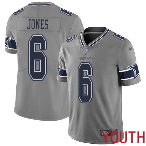 Youth Dallas Cowboys Limited Gray Chris Jones #6 Inverted Legend NFL Jersey->nfl t-shirts->Sports Accessory